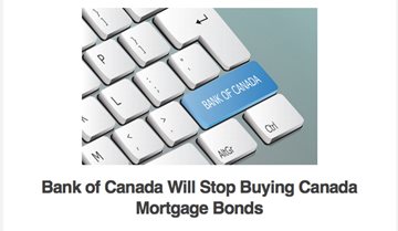 Bank of Canada Will Stop Buying Canada Mortgage Bonds