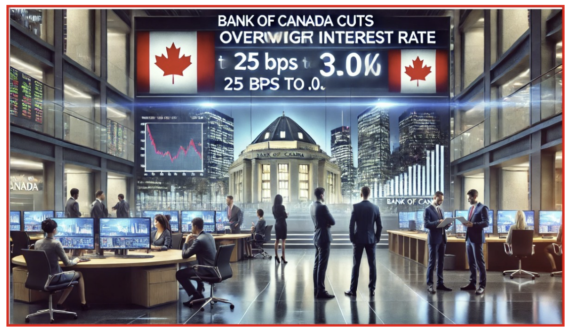 The Bank of Canada cut the benchmark overnight policy rate for the sixth consecutive time since June. This time the rate cut was 25 bps.